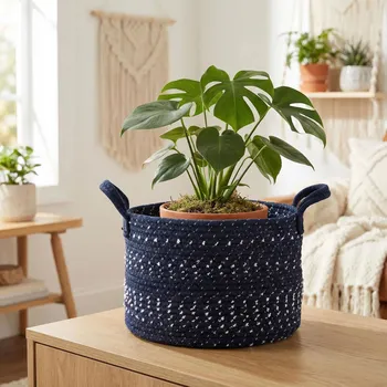 Nákupní košík Pletený košík ALTOM DESIGN BOHO 28 cm tmavě modrý