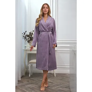 Dámský župan Dámský velurový župan Leona šedofialový XL