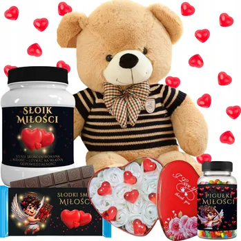 Obraz Dárek na Valentýna pro manželku a dívku Medvídek s LED srdcem v krabičce