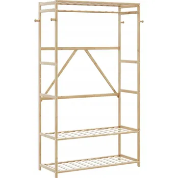 Věšák Věšák na oblečení s policemi, 110x40x175 cm, bambusový