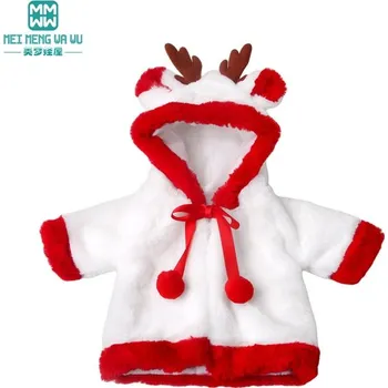 Doplněk pro panenku Vánoční kabátek s bambulkami a růžky pro Baby Born či American Girl Motiv: Bílá