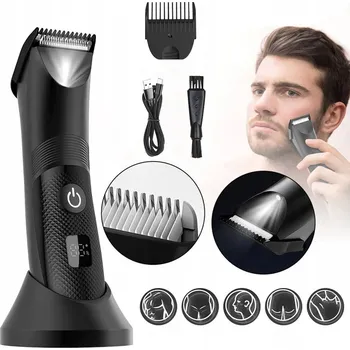 Holicí strojek Zastřihovač vlasů, vousů a chloupí | USB dobíjecí strojek na intimní partie