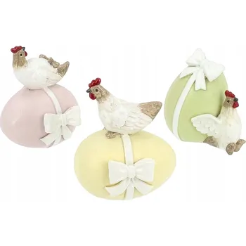 Velikonoční dekorace FIGURKA SLEPICE VELIKONOČNÍ VEJCE 3ks VAJÍČKO JAKO DÁREK DEKORACE NA Velikonoce