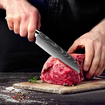 Kuchyňský nůž NŮŽ Santoku TVRDÁ OCEL kuchyňský OSTRÝ Starke Pro Toshiro