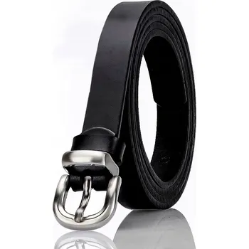 Opasek Gracio ČERNÝ DLOUHÝ KOŽENÝ pásek 120 cm ÚZKÝ