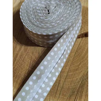 Krajka Šikmý proužek bavlněný puntíky šíře 20 mm béžová