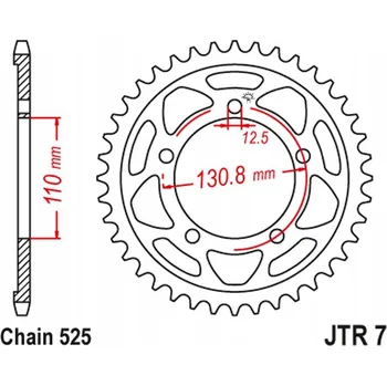 Řetězová sada pro motocykl Zadní rozeta ocel JT JTR7.45ZBK