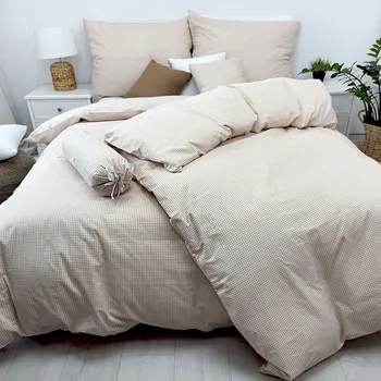 Povlečení Francouzské bavlněné povlečení Kanava béžová Zapínání: zip, Velikost polštáře: 2x70x90, Velikost přikrývky: 200x200 Šev uprostřed