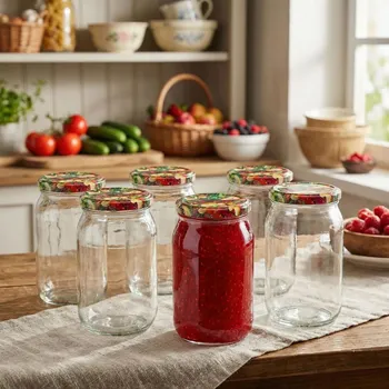 Skleněné zavařovací sklenice se šroubovacími víčky SEZON WARZYWA 900 ml 6 ks