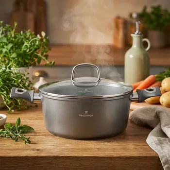Hrnec Hliníkový hrnec s poklicí na indukci VALDINOX GRAND 4,0 l šedý