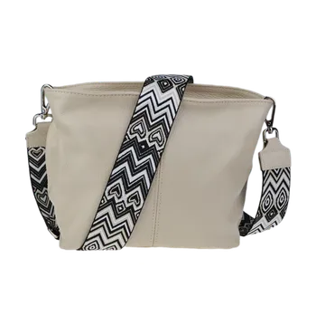 Kabelka NovaKabelka.cz Kožená italská crossbody kabelka Batilda Beige Crema s přídavným popruhem III
