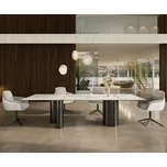 DELIFE Jídelní stůl Edge 300x100 keramika Calacatta Luxe bílá-zlatá-šedá Troa nerezová ocel grafit