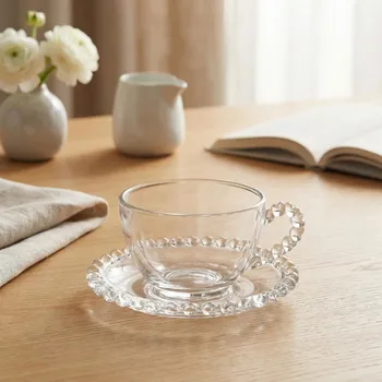 Skleněný šálek s podšálkem ALTOM DESIGN LOVE 200 ml průhledný