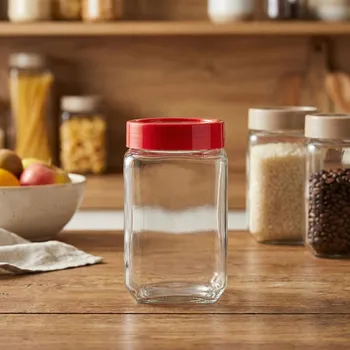 Skleněná čtvercová dóza ALTOM DESIGN 700 ml červená