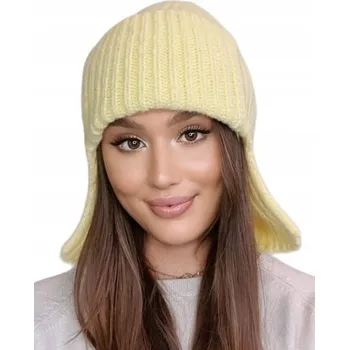 Čepice AMETYST ušanka zimní čepice žluté barvy, KAMEA