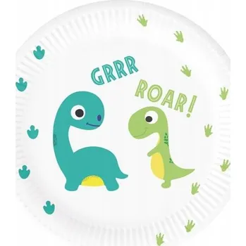 Party nádobí PAPÍROVÉ TALÍŘKY VESELÍ DINOSAUŘI 18 CM 6 KS