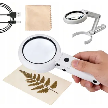 Lupa RUČNÍ LUPA 5/11X ZVĚTŠOVACÍ SKLO S LED PODSVÍCENÍM PRO ČTENÍ