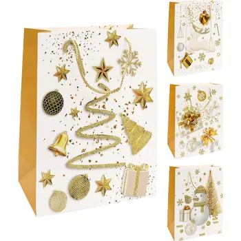 Dárková taška Vánoční dárková taška 2031 velikost M 26 x 12 x 32 (mix 4 vzorů)