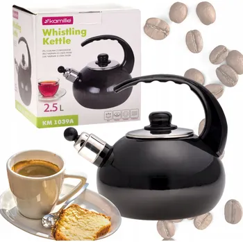 Varná konvice Tradiční ocelová smaltovaná Konvice Kamille 2,5 l černá