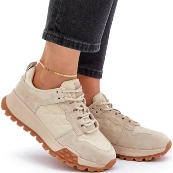 Dámské tenisky DÁMSKÉ KOŽENÉ TENISKY BIG STAR OO274A315 HI-POLY SYSTEM BÉŽOVÉ 39