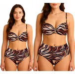 Plavky Gabbiano ASHLEY dvoudílné, vysoký pas, hnědá barva, 42C/XL, 85C
