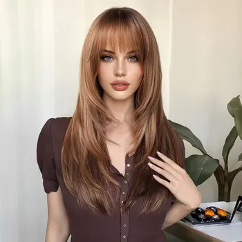 Paruka Paruka dlouhé syntetické hnědé vlasy NCDSHAIR dámská