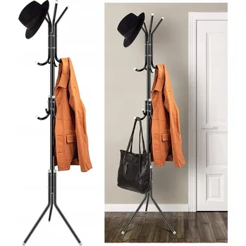 Věšák ČERNÝ KOVOVÝ STOJANOVÝ VĚŠÁK NA OBLEČENÍ A BUNDY, 175 CM, LOFT