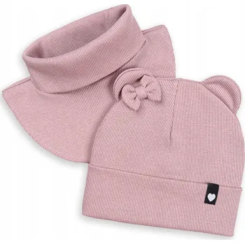 Čepice PODZIMNÍ JARNÍ SET ČEPICE + NÁKRČNÍK PRO DÍVKU DVOJITÝ 48-50