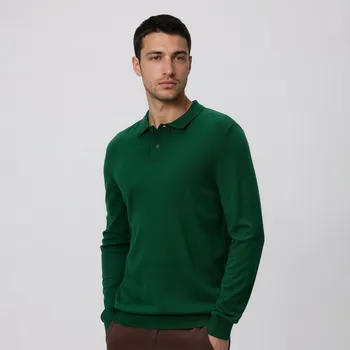 Pánský svetr Reserved - Viskózový polo svetr - zelená - 019FR-77X - 019FR-77X-M