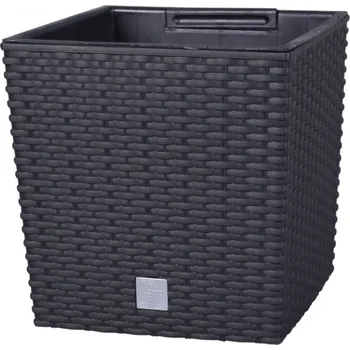 Obal na květináč Obal na květník RATO LOW 2v1 plastový 26x26x27cm, antracit
