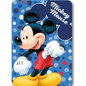 Dětská deka EU Dětská deka MICKEY MOUSE barevné tečky polar fleece 100x140cm modrá