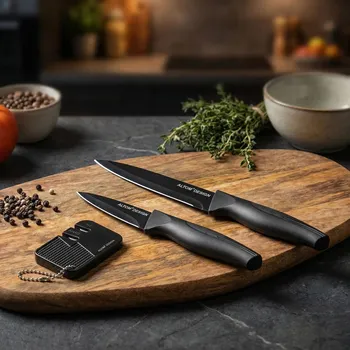 Kuchyňský nůž Kuchyňské nože s nepřilnavým povrchem a brouskem ALTOM DESIGN černé 2 ks