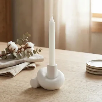 Svícen Porcelánový svícen na tenkou svíčku ALTOM DESIGN 7 cm bílý