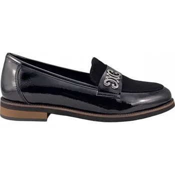 Dámské mokasíny Dámské mokasíny lordsy lakované nazouvací polobotky 19459 černé vel. 40