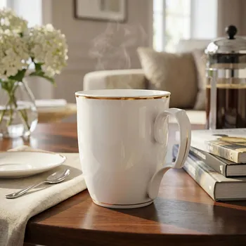 Porcelánový hrnek MARIAPAULA ZŁOTA LINIA 360 ml bílý