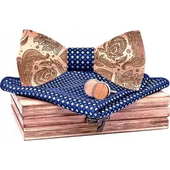 Motýlek Dřevěný motýlek Lovely - Černá/Modrá KP-30920