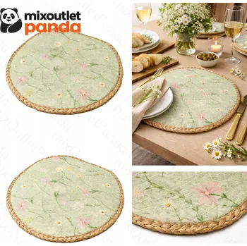 prostírání Prostírání na stůl průměr 38 cm oboustranné zeleno-bílé