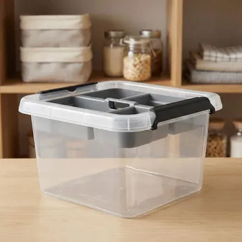 Dóza na potraviny Dóza na skladování s organizérem MOXOM SIMPLE STORE 3 l průhledná šedá