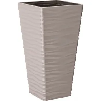 Obal na květináč Obal na květník SAHARA SLIM plastový matný 39x39x75cm, hnědošedý