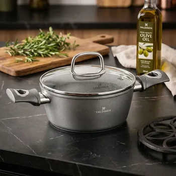 Hrnec Hliníkový hrnec na indukci s poklicí VALDINOX GRAND 2,4 l šedý