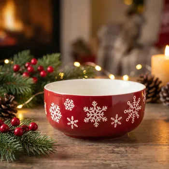 Porcelánová salátová mísa vánoční ALTOM DESIGN ZIMOWA CHOINKA 14 cm červená