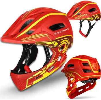 Cyklistická přilba DĚTSKÁ CYKLISTICKÁ PŘILBA FULLFACE SE ZADNÍM SVĚTLEM, NASTAVITELNÁ, LEHKÁ, ZABUDOVANÁ