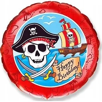 Balónek Fóliový balónek Piráti Všechno nejlepší k narozeninám 18'' červený
