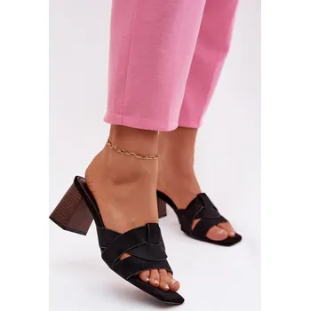 Dámské pantofle Boto Dámské sandály na podpatku s pásky Eko semišové Corivelle Barva: Černá, Velikost: 39