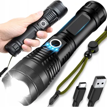 Svítilna TAKTICKÁ SVÍTILNA VOJENSKÁ ZOOM CREE LED 5 REŽIMŮ NABÍJECÍ VÝKONNÁ XHP50