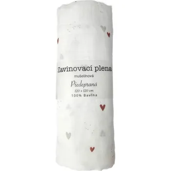 Zavinovací plena 120x120 cm Karamelová srdíčka (balení 1 ks)