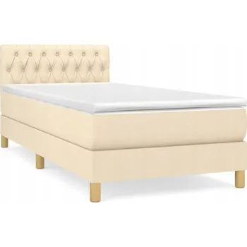 Postel Kontinentální postel krémová 203 x 80 x 78/88 cm s matrací 80 x 200 x 20 cm