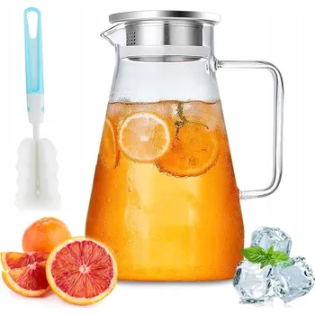 SKLENICE S víkem 2L SKLENĚNÝ DŽBÁN NA LIMONÁDU NÁPOJE VODU VELKÁ NÁDOBA