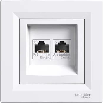 Elektrická zásuvka Počítačová zásuvka 2x RJ45 kat. 6 UTP s rámečkem bílá SCHNEIDER ASFORA