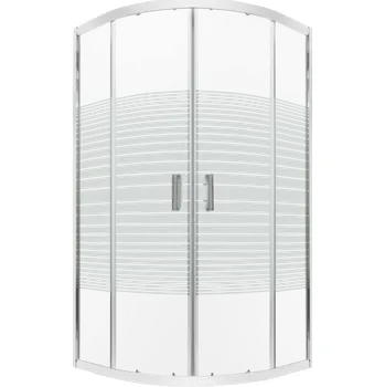 Novoterm Čtvrtkruhový sprchový kout NV-Madera STR 90x90 chrom/potisk - bez vaničky